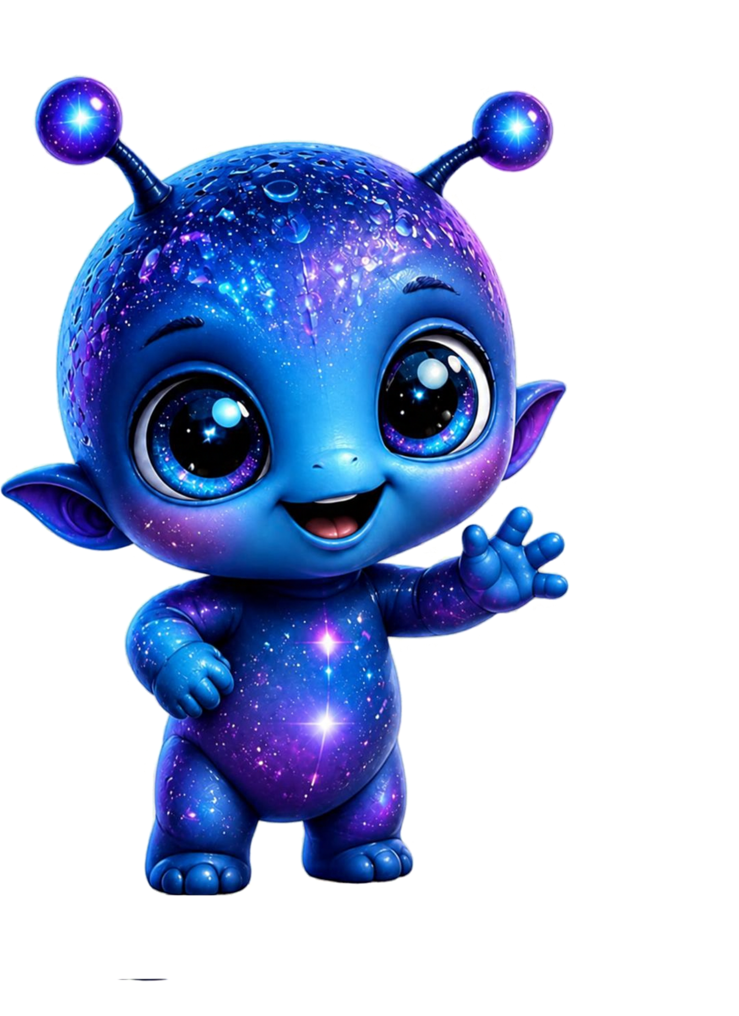Friendly blue alien mascot